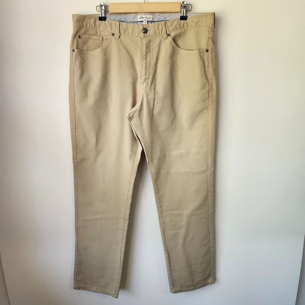 Peter Millar Men’s Stretch Chino Pants Size 36 Tan Khaki Casual Golf Comfort Fit